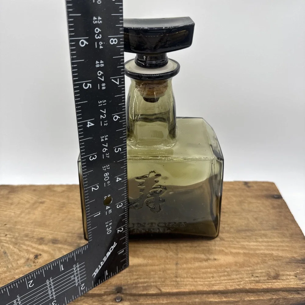 Old Whisky Suntory Royal Japan Glass Liquor Bottle Decanter EMPTY Barware VTG